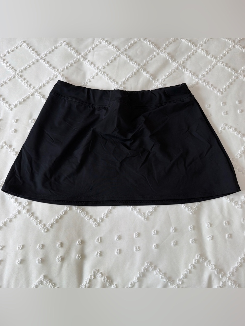 Lands End Women’s Tummy Control Mini Swim Skirt Black Size 14 No Shorts